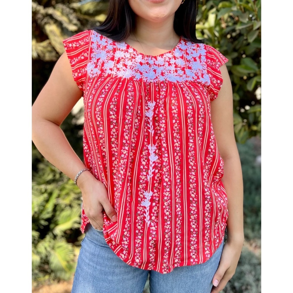 Savanna Jane Red Embroidered top